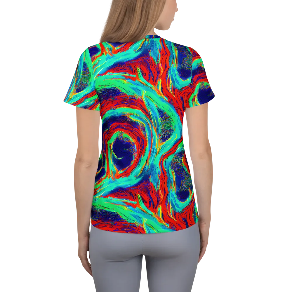 Cerulean Cyclone on Women's Athletic T-Shirt — Back