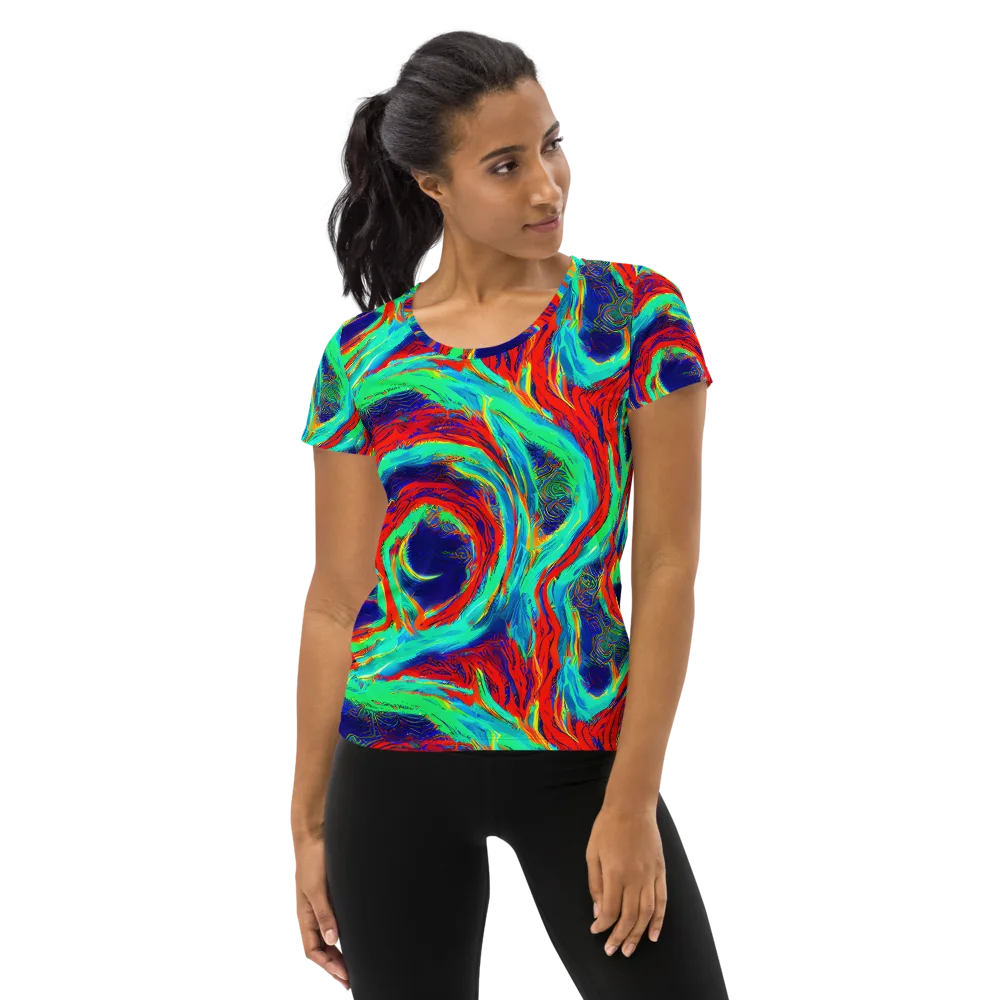 Cerulean Cyclone on Women's Athletic T-Shirt — Front