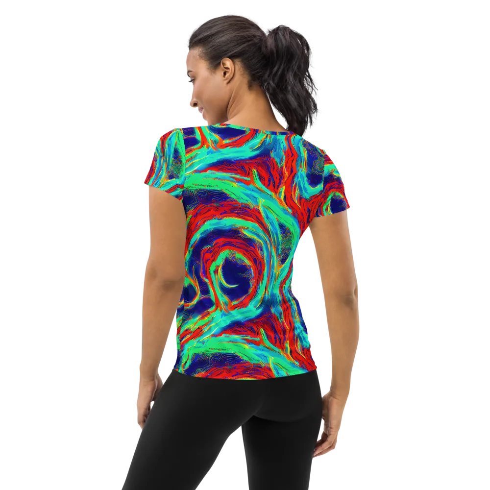 Cerulean Cyclone on Women's Athletic T-Shirt — Back