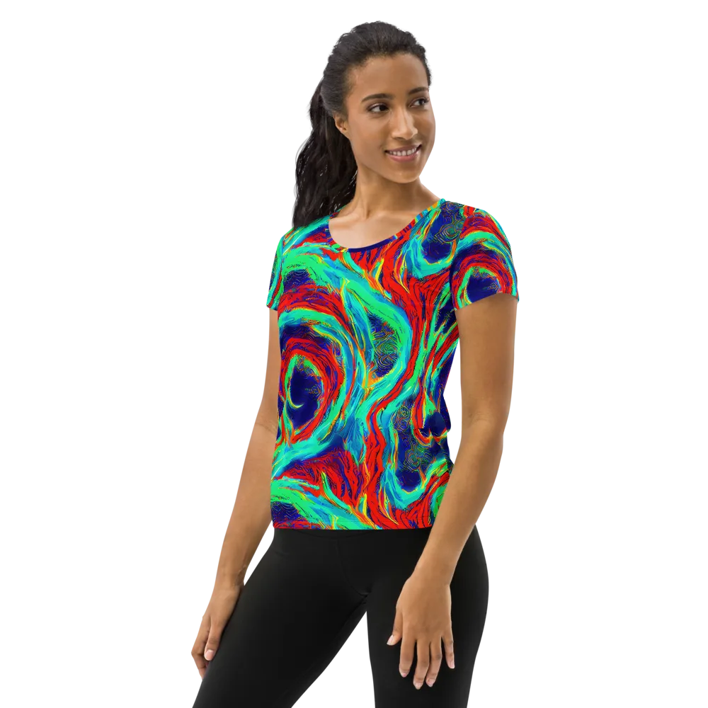 Cerulean Cyclone on Women's Athletic T-Shirt — Left