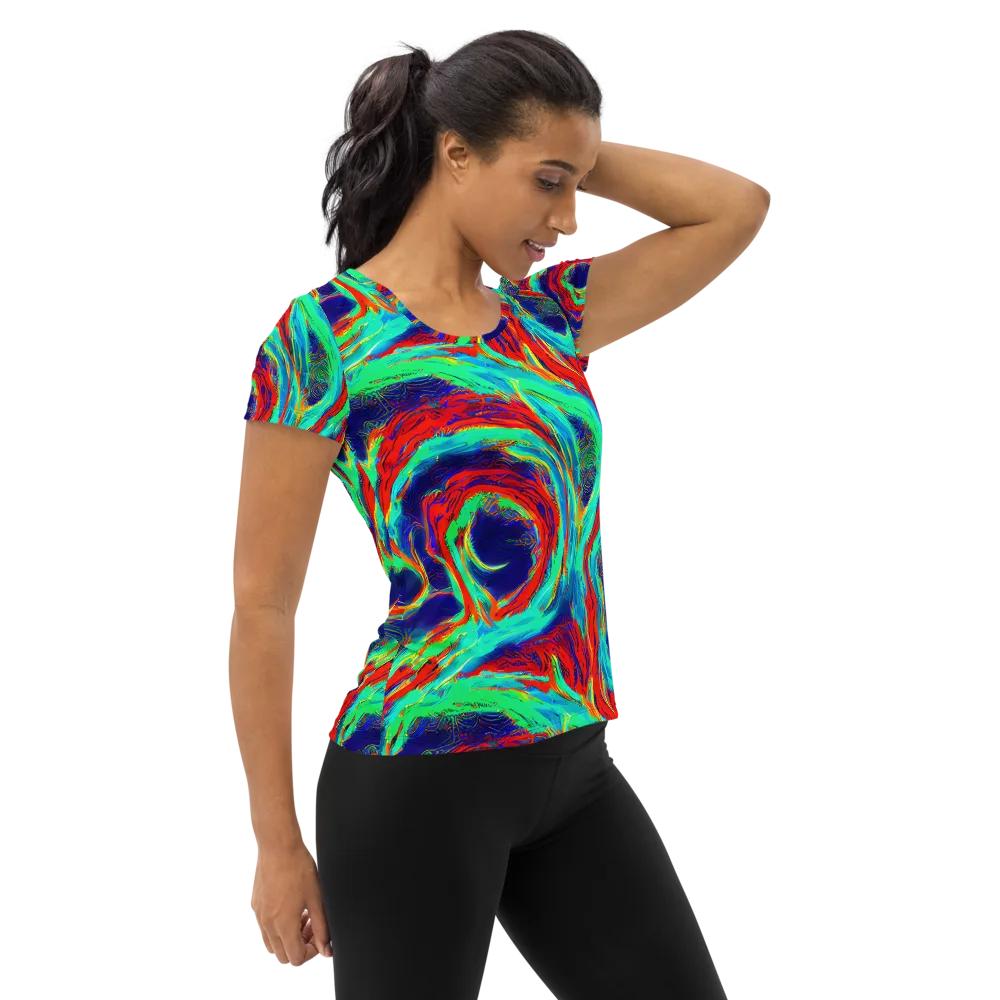 Cerulean Cyclone on Women's Athletic T-Shirt — Right