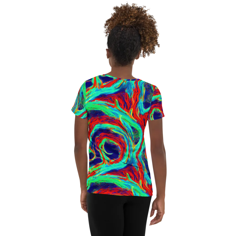 Cerulean Cyclone on Women's Athletic T-Shirt — Back