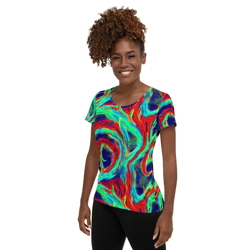 Cerulean Cyclone on Women's Athletic T-Shirt — Left