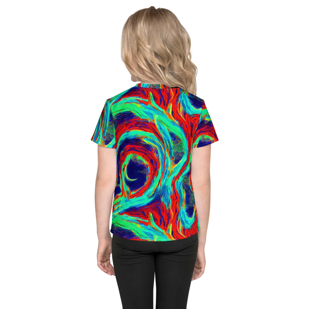 Cerulean Cyclone on Kids Crew Neck T-Shirt — Back
