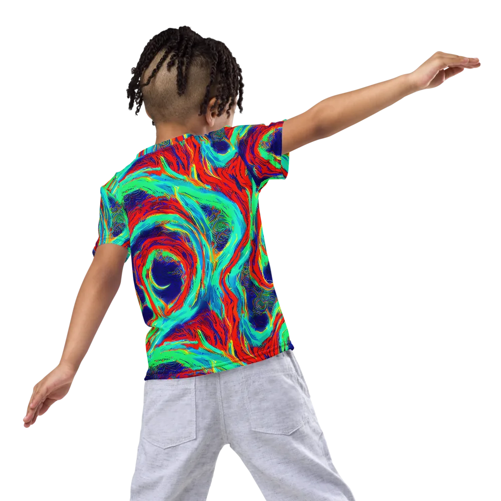 Cerulean Cyclone on Kids Crew Neck T-Shirt — Back
