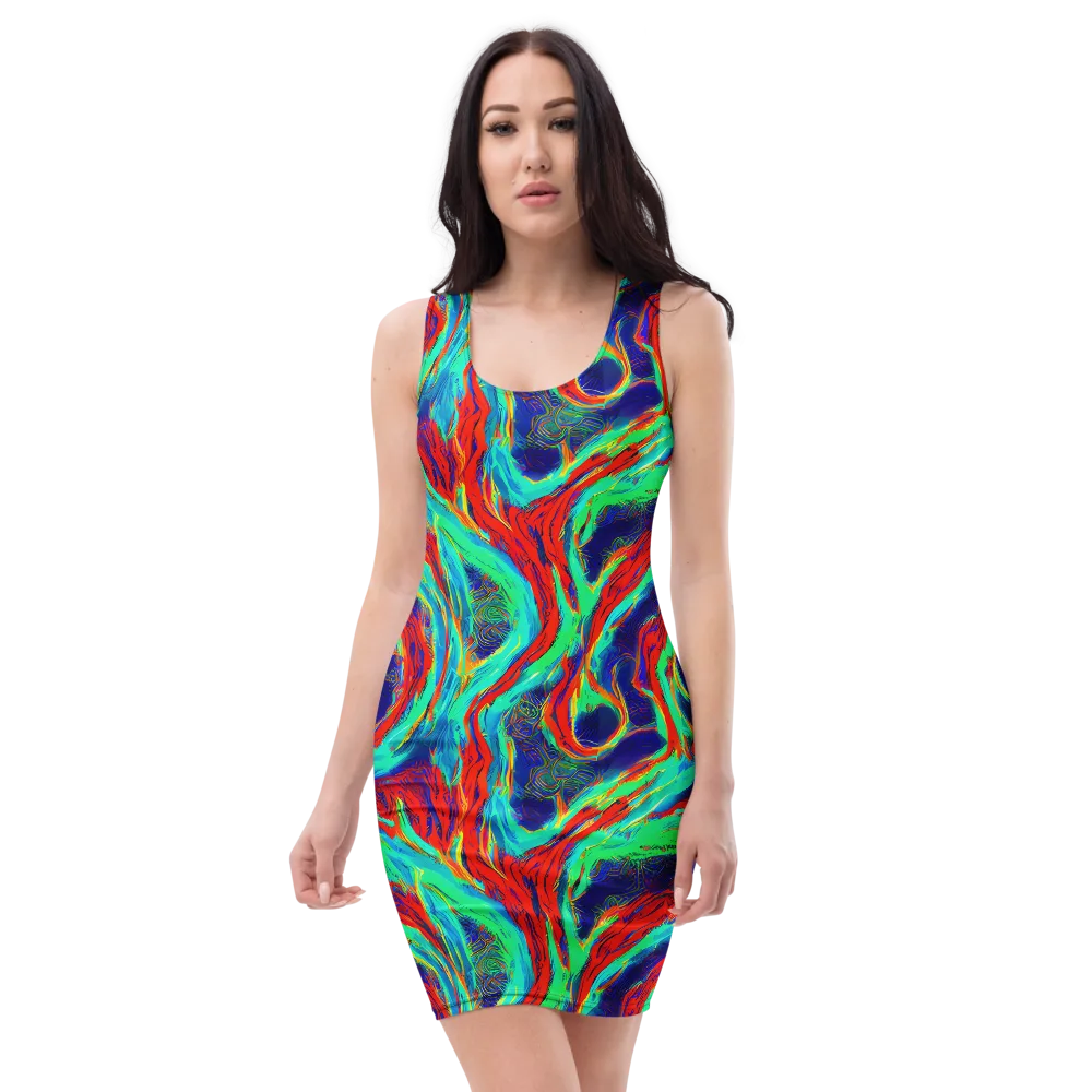 Cerulean Cyclone on Bodycon Dress — Front