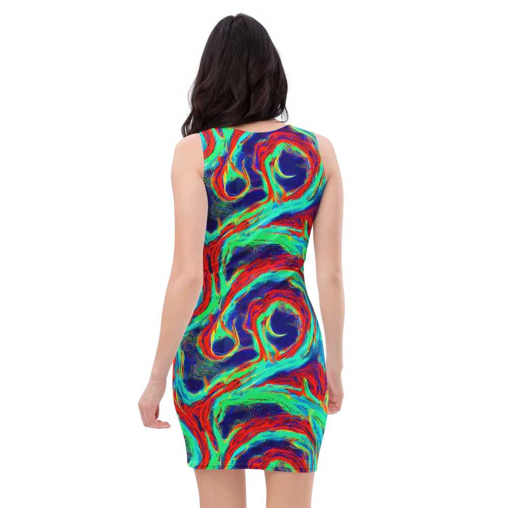 Cerulean Cyclone on Bodycon Dress — Back