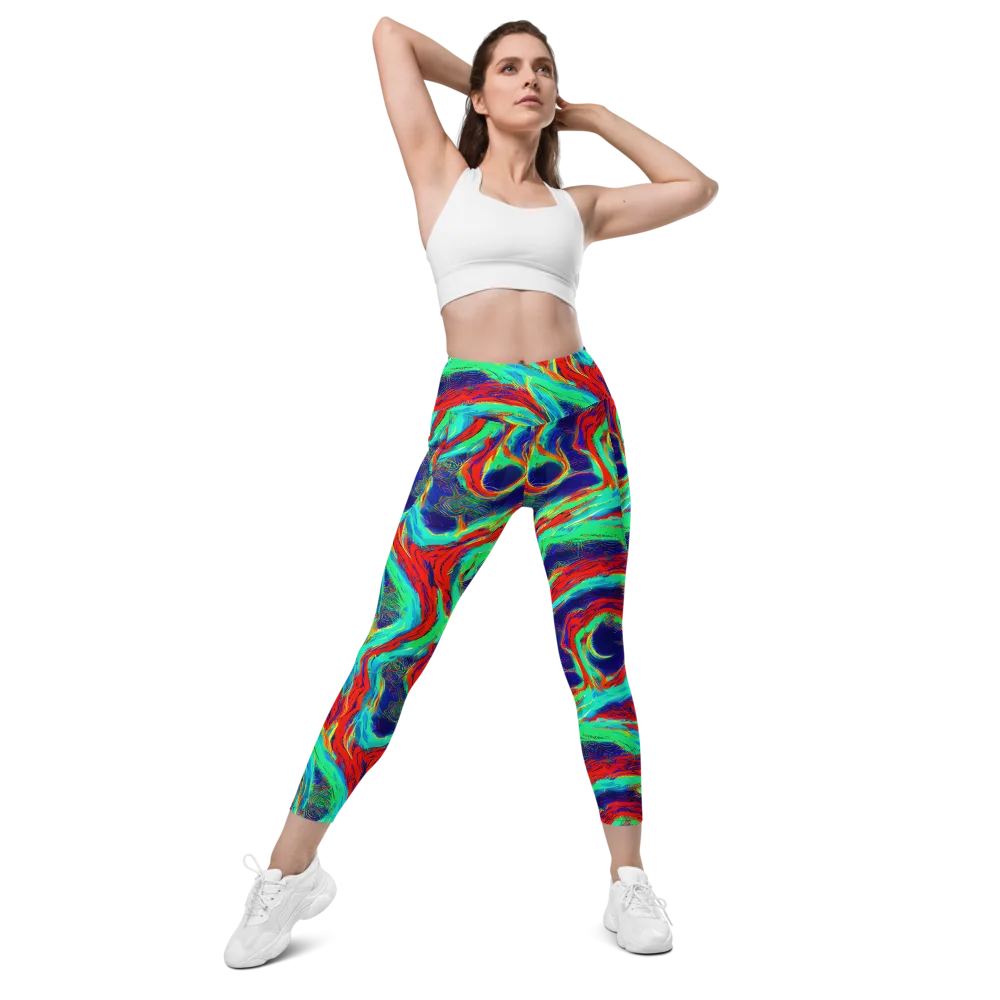 Cerulean Cyclone on Leggings with Pockets — Front