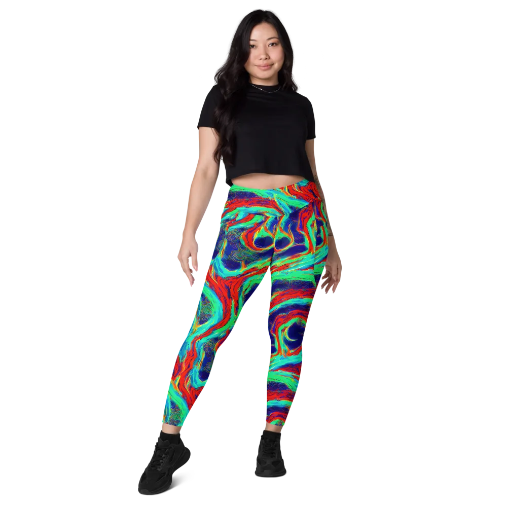 Cerulean Cyclone on Leggings with Pockets — Front