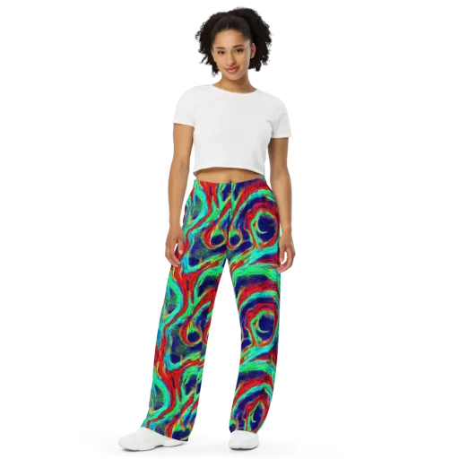 Cerulean Cyclone on a Wide-Leg Pants