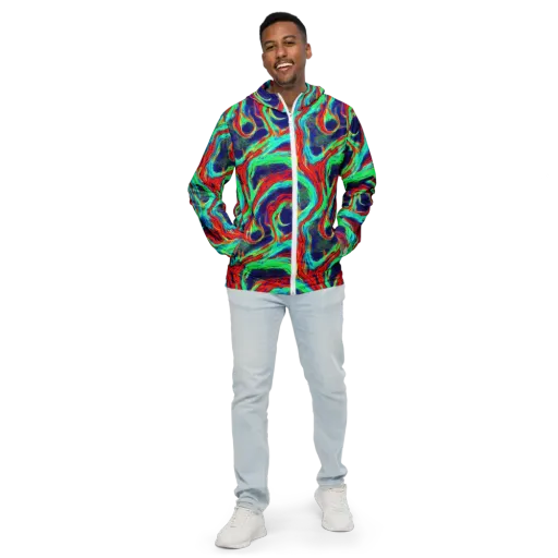 Cerulean Cyclone on a Men's Windbreaker