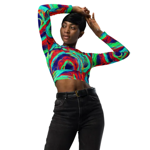 Cerulean Cyclone on a Long Sleeve Crop Top