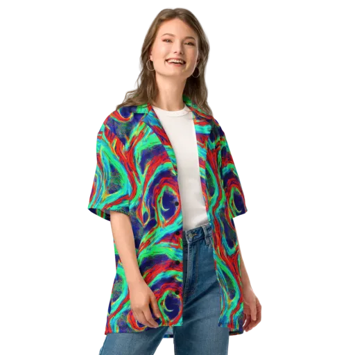 Cerulean Cyclone on a Button Shirt