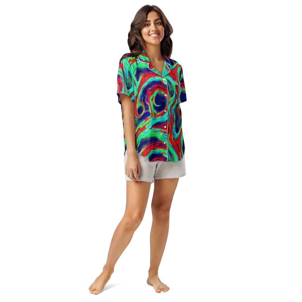 Cerulean Cyclone on Women's Short Sleeve Pajama Top — Front