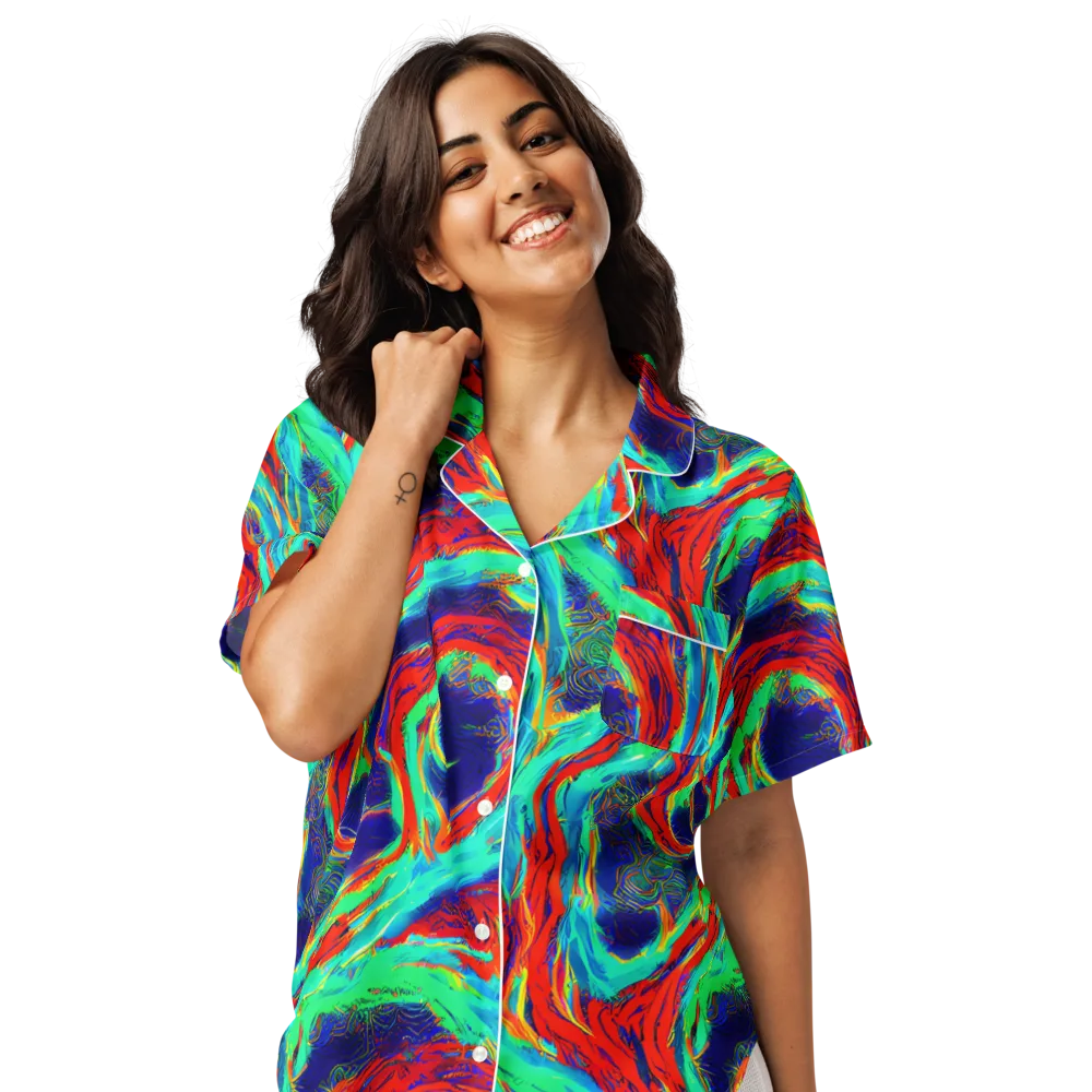 Cerulean Cyclone on Women's Short Sleeve Pajama Top — Front