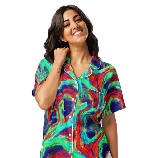 Cerulean Cyclone on a Women's Short Sleeve Pajama Top