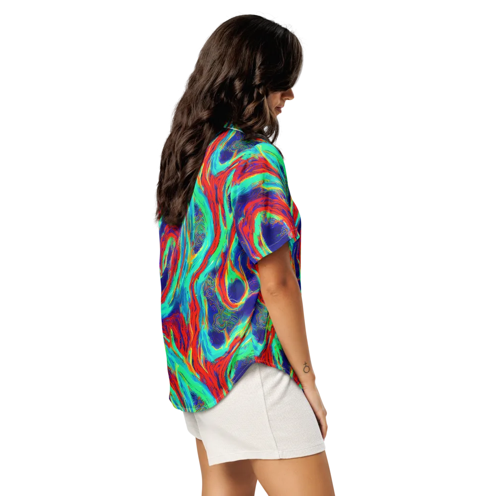 Cerulean Cyclone on Women's Short Sleeve Pajama Top — Right Back