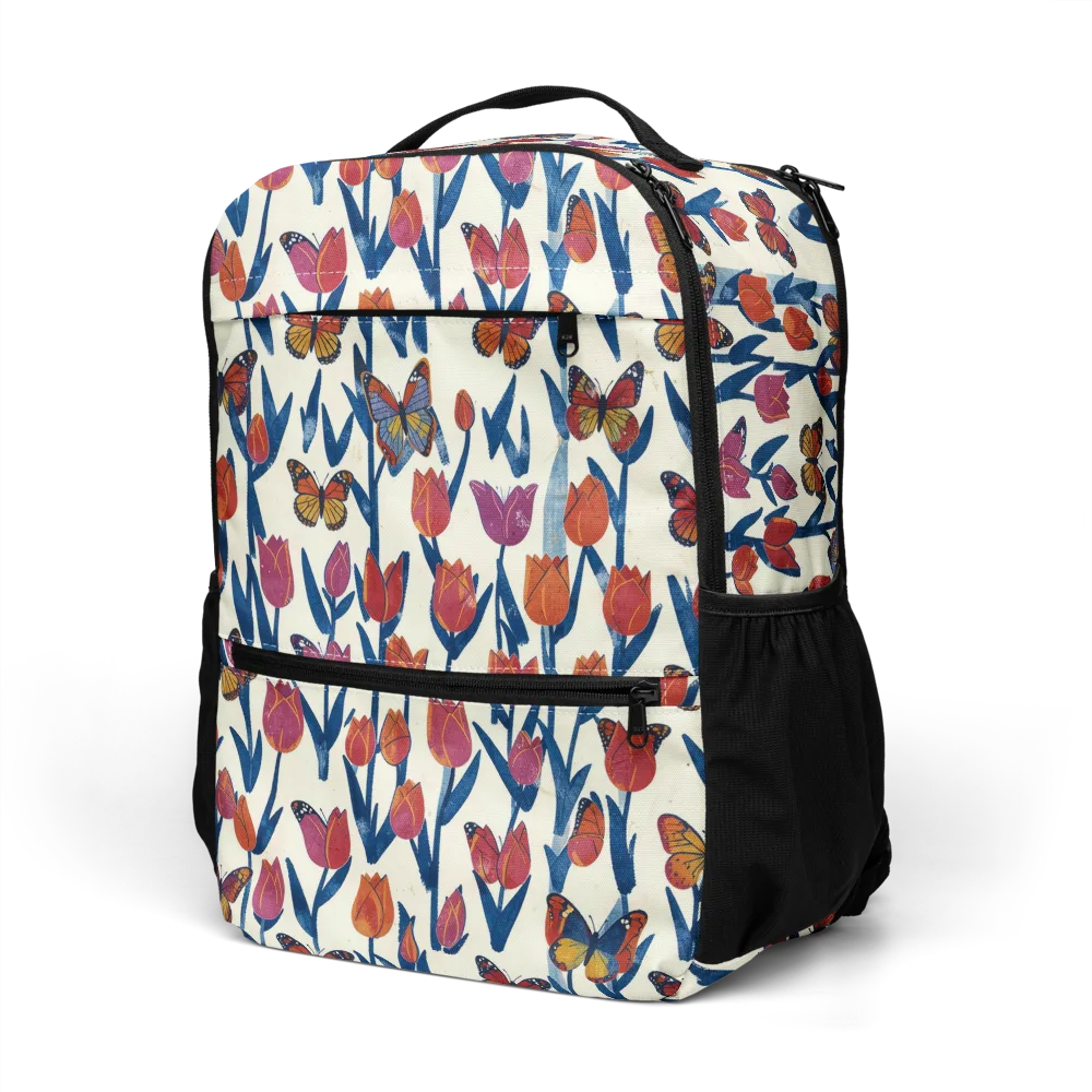 Butterfly Tulip Almanac on Utility Backpack — Left Front