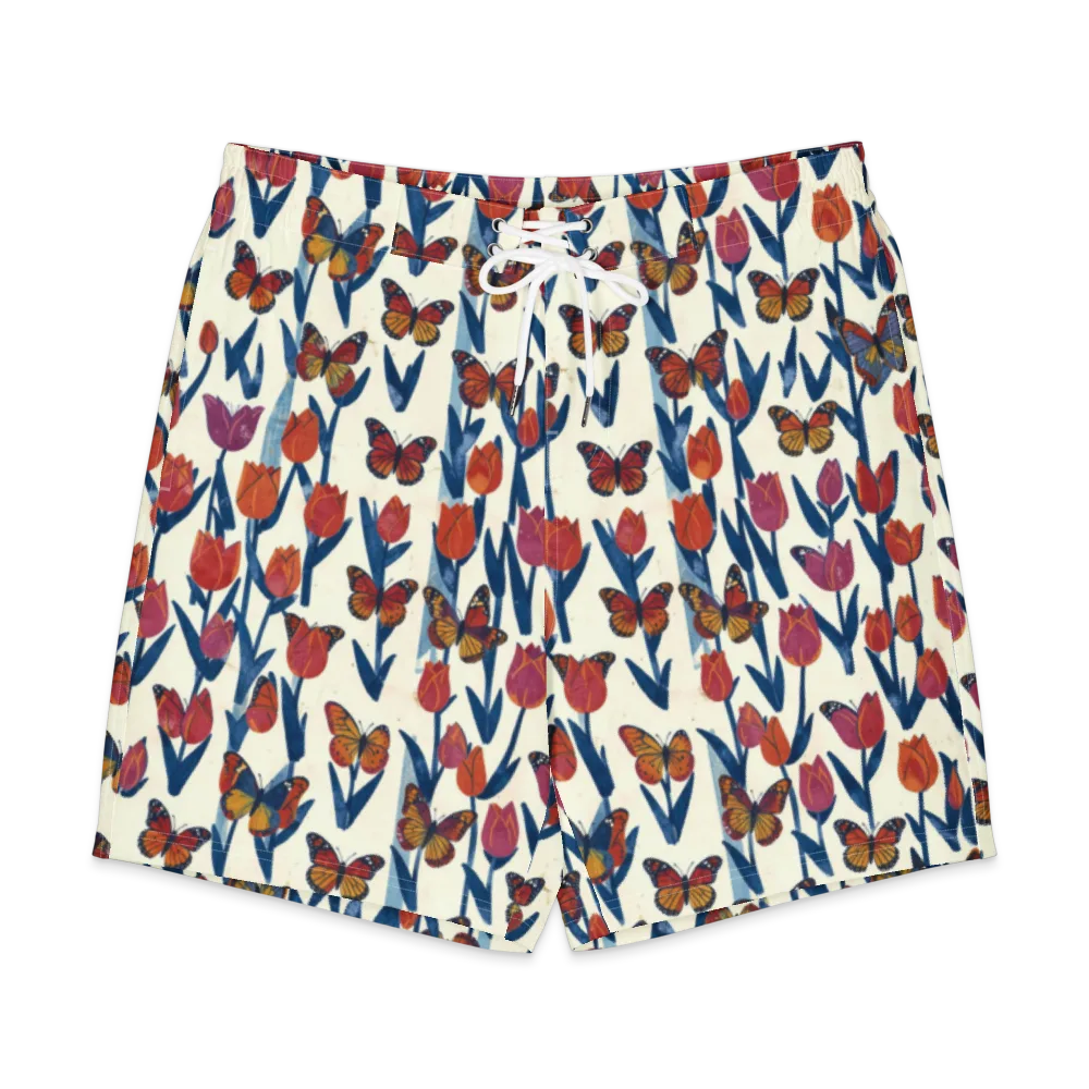 Butterfly Tulip Almanac on Men's Board Shorts — Front