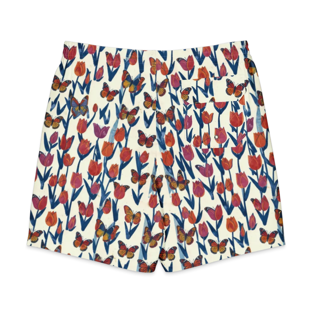 Butterfly Tulip Almanac on Men's Board Shorts — Back