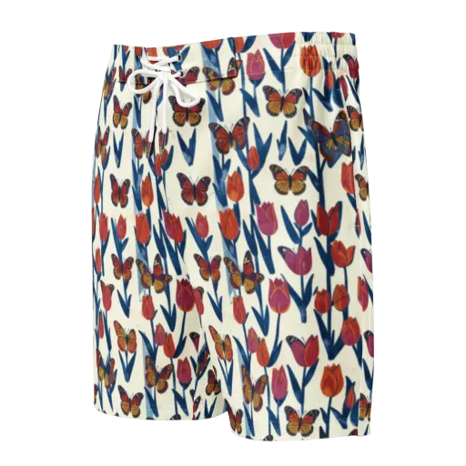 Butterfly Tulip Almanac on a Men's Board Shorts