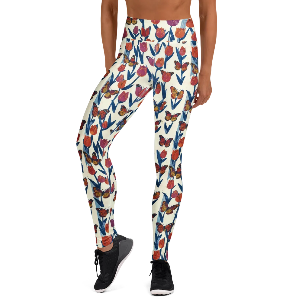 Butterfly Tulip Almanac on Yoga Leggings — Front