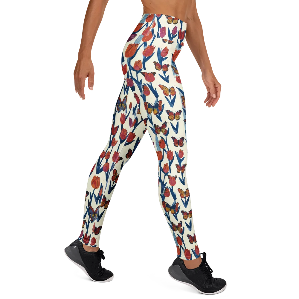 Butterfly Tulip Almanac on Yoga Leggings — Right