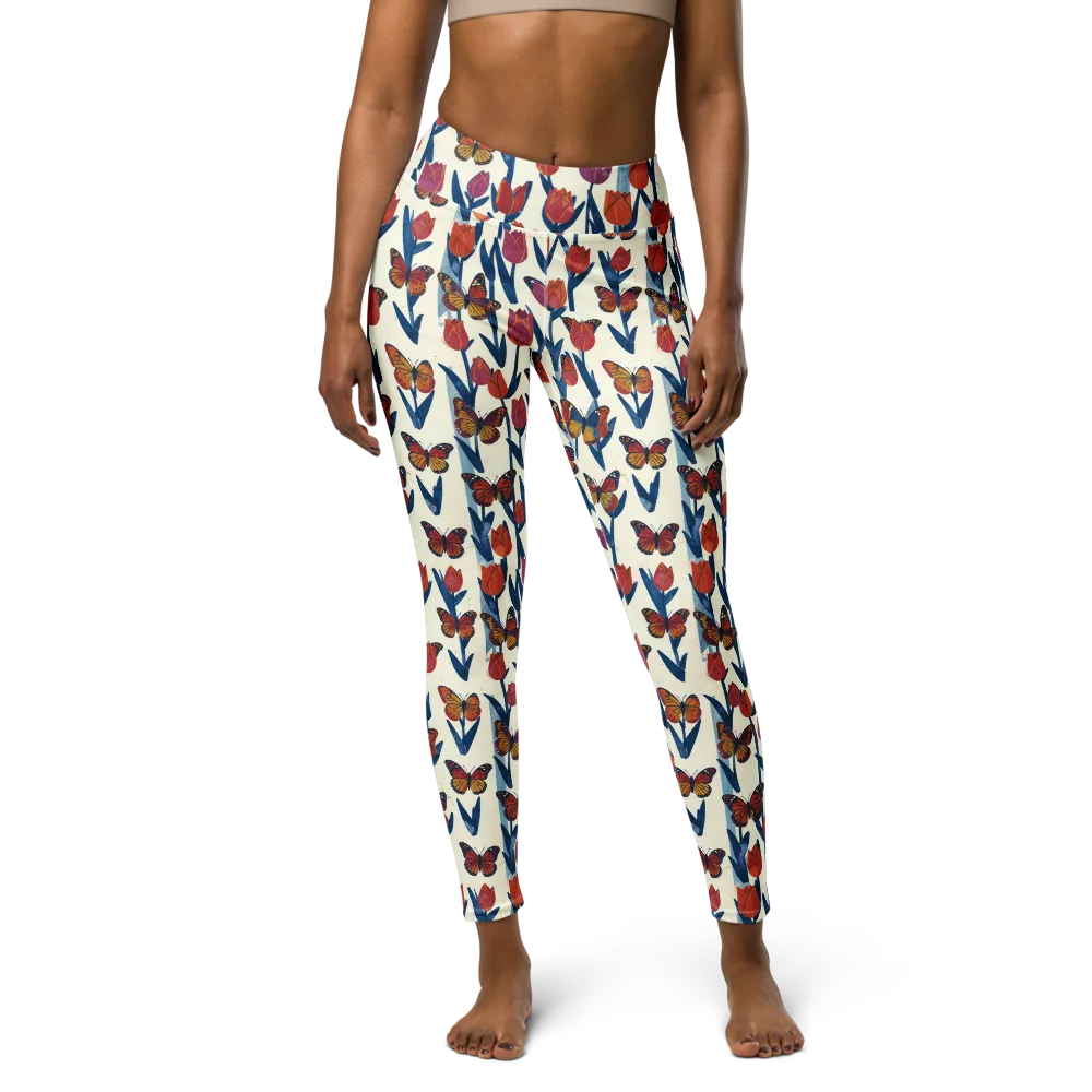 Butterfly Tulip Almanac on Yoga Leggings — Front
