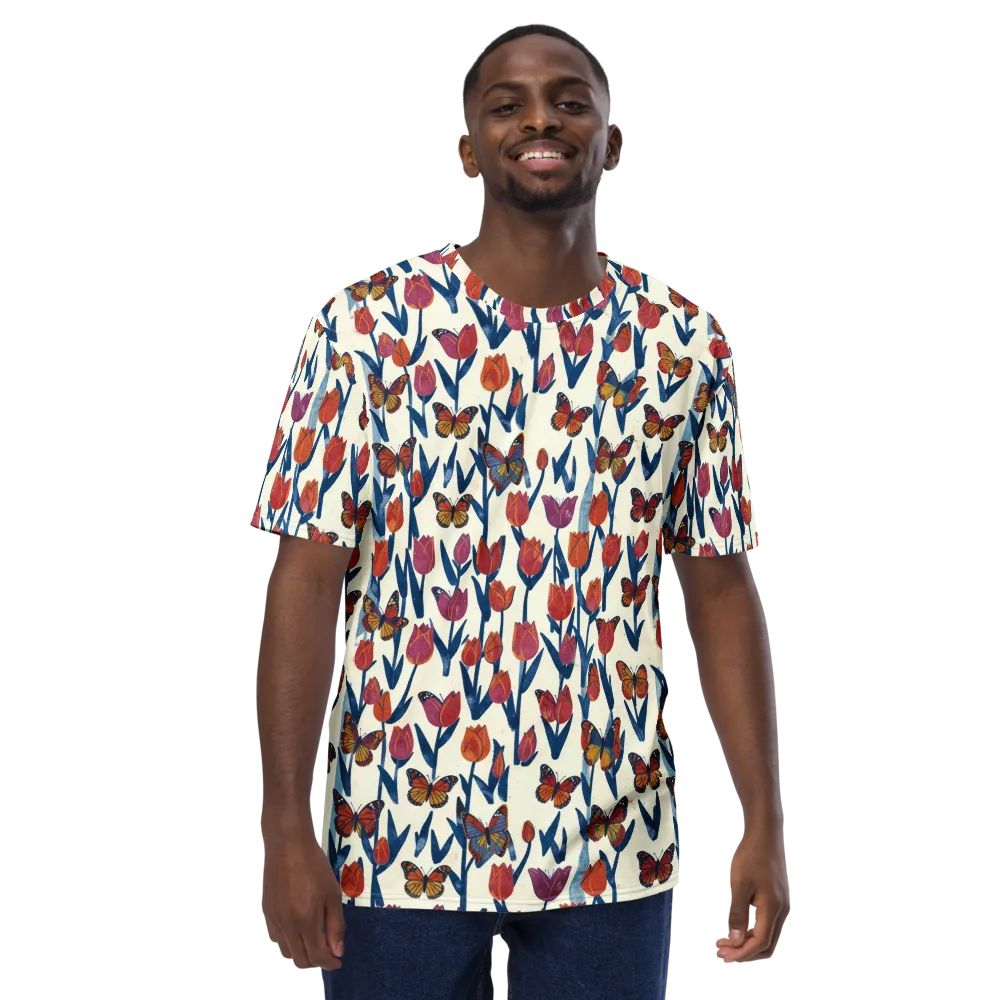 Butterfly Tulip Almanac on Men's Crew Neck T-Shirt — Front