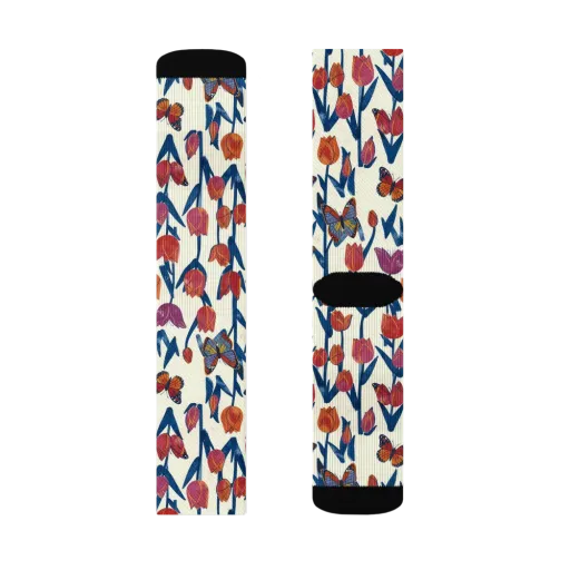 Butterfly Tulip Almanac on a Socks