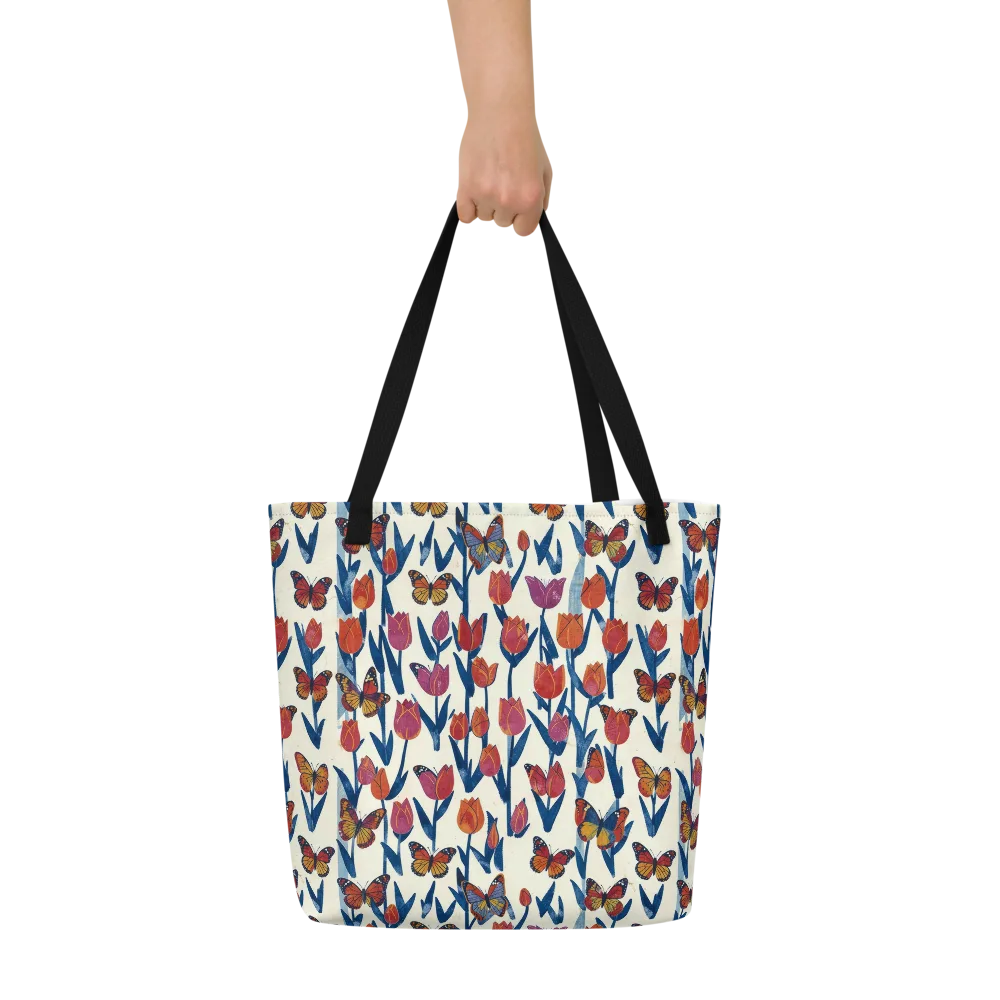 Butterfly Tulip Almanac on Large Tote Bag W/ Pocket — Front