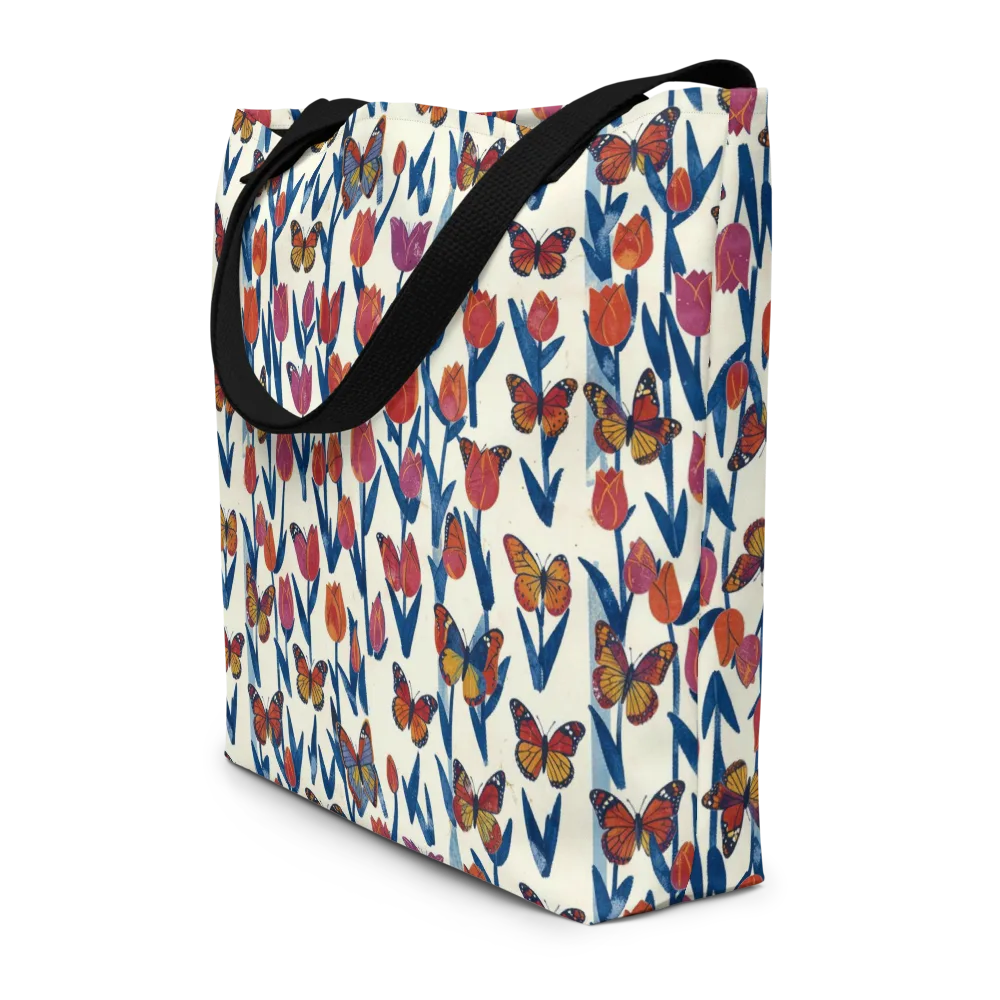 Butterfly Tulip Almanac on Large Tote Bag W/ Pocket — Front