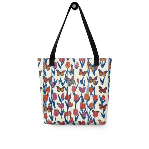 Butterfly Tulip Almanac on a Tote Bag
