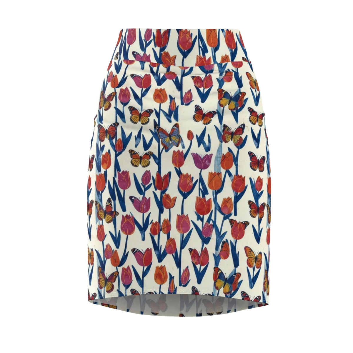 Butterfly Tulip Almanac on Pencil Skirt — Front
