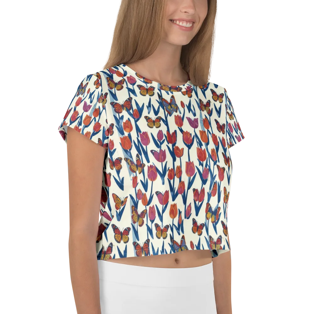 Butterfly Tulip Almanac on Crop Tee — Right