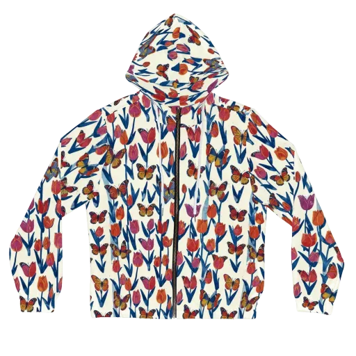 Butterfly Tulip Almanac on a Women's Full-Zip Hoodie