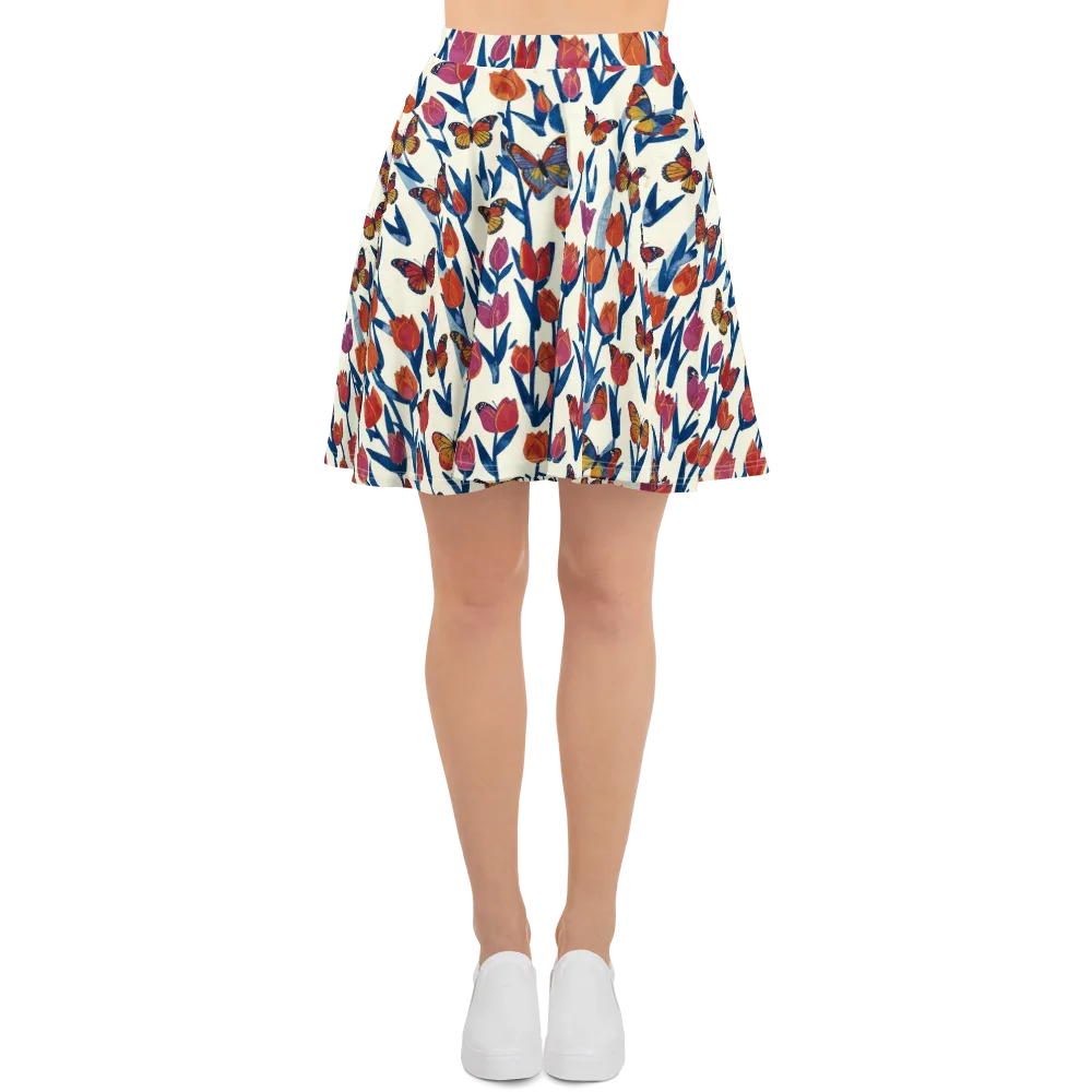 Butterfly Tulip Almanac on Skater Skirt — Front