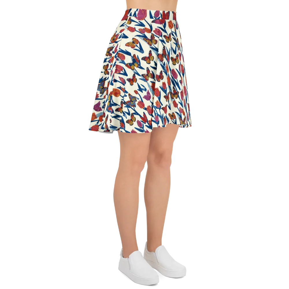 Butterfly Tulip Almanac on Skater Skirt — Right