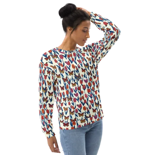 Butterfly Tulip Almanac on a Sweatshirt