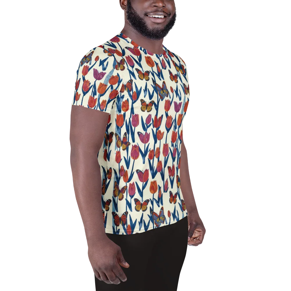 Butterfly Tulip Almanac on Men's Athletic T-Shirt — Right