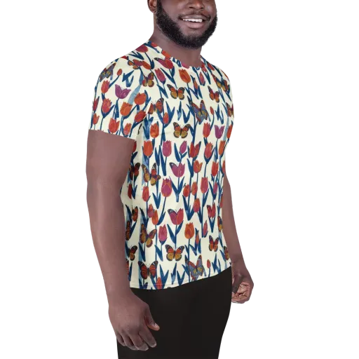 Butterfly Tulip Almanac on a Men's Athletic T-Shirt