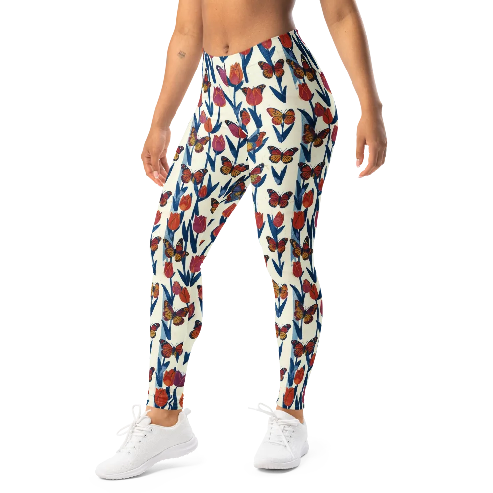 Butterfly Tulip Almanac on Leggings — Left Front