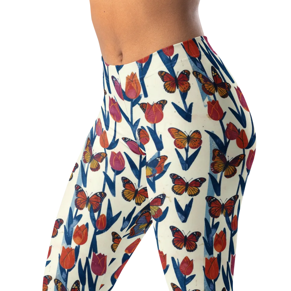 Butterfly Tulip Almanac on Leggings — Left Front