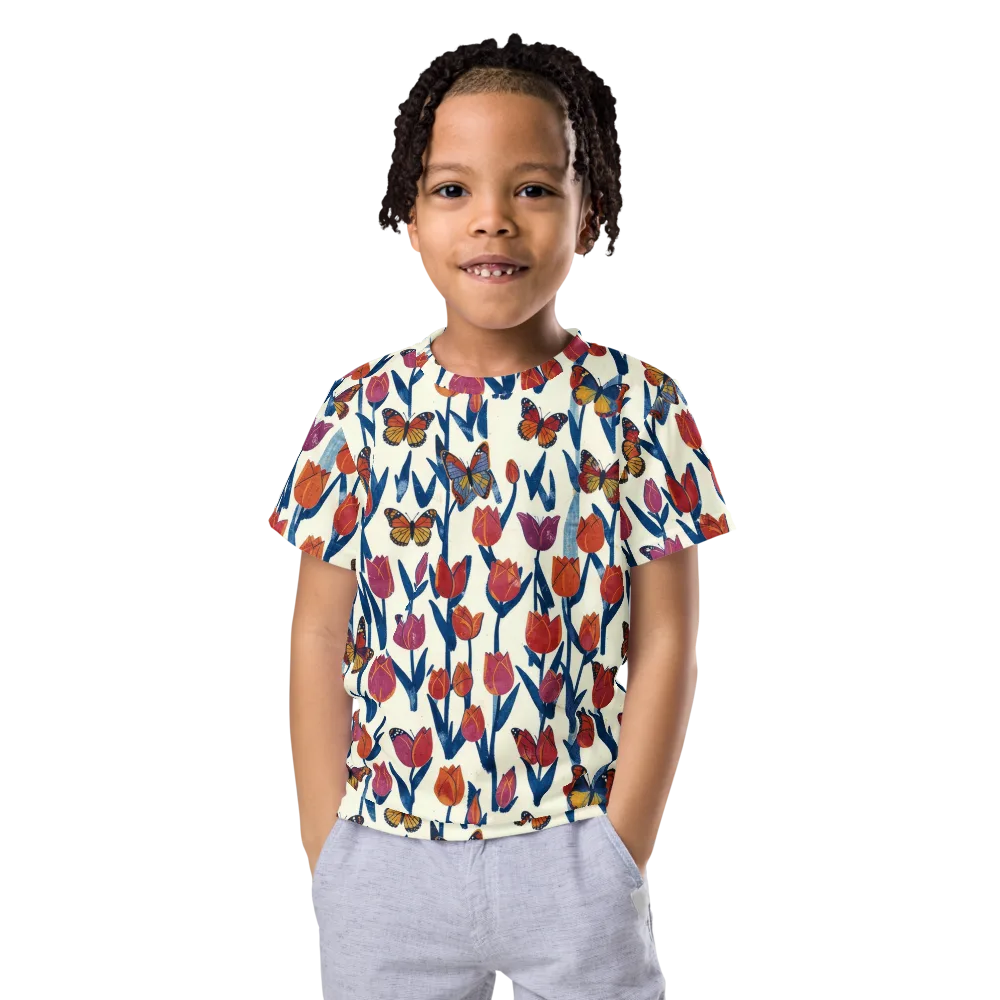 Butterfly Tulip Almanac on Kids Crew Neck T-Shirt — Front