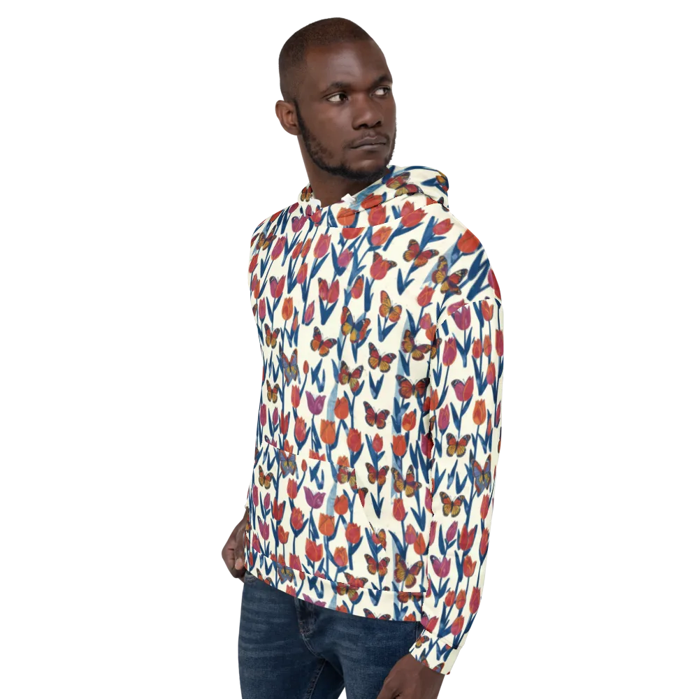 Butterfly Tulip Almanac on Hoodie — Left
