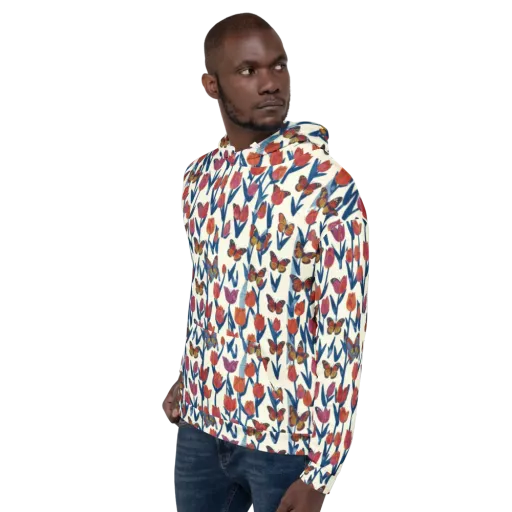 Butterfly Tulip Almanac on a Hoodie