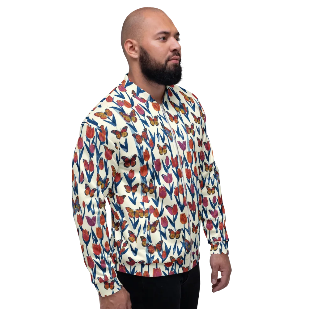 Butterfly Tulip Almanac on Bomber Jacket — Right