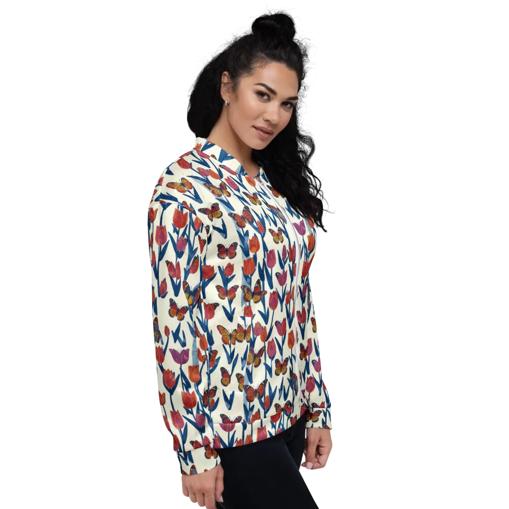 Butterfly Tulip Almanac on Bomber Jacket — Right
