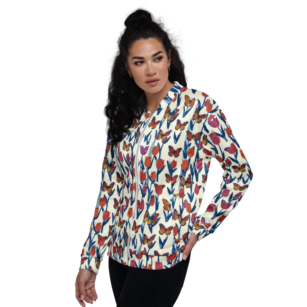 Butterfly Tulip Almanac on Bomber Jacket — Left
