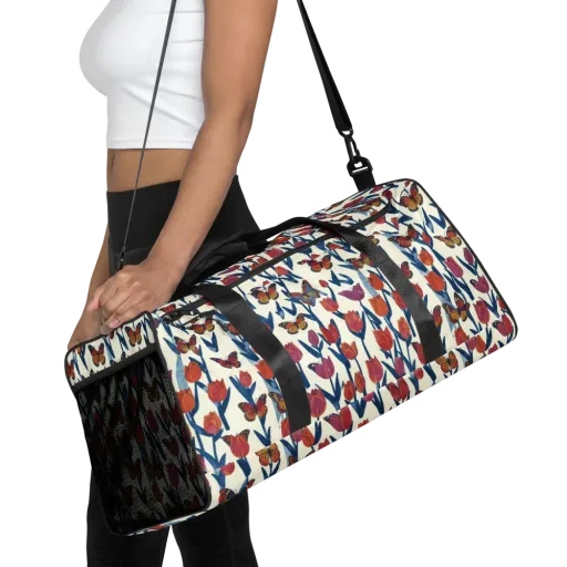 Butterfly Tulip Almanac on a Duffle Bag